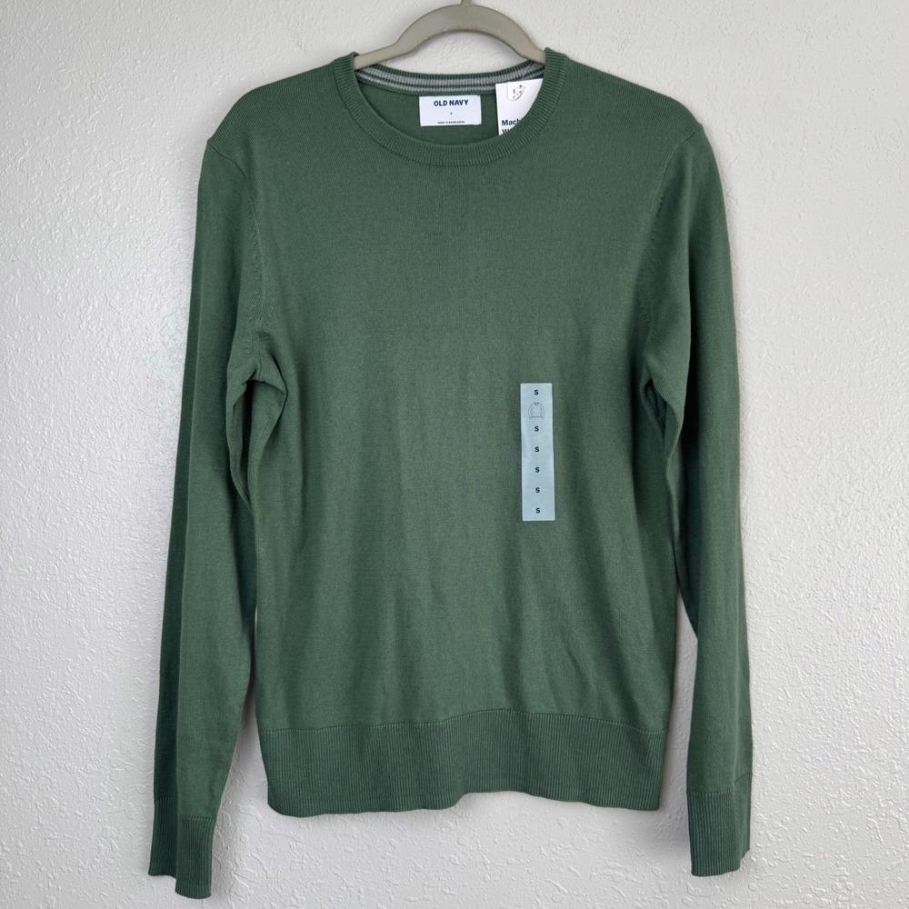 NWT Old Navy Crewneck Cotton Sweater Sage Green Long Sleeve Knit Small